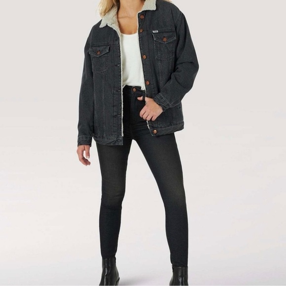 Wrangler womens indigood denim dye sherpa jacket size small - Picture 3 of 9